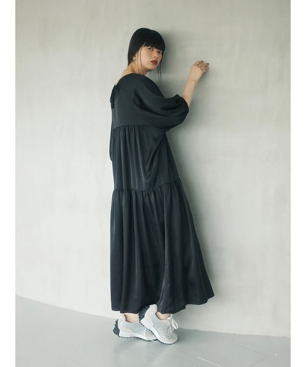 Green Parks armonia．ティアード切り替えワンピース Black