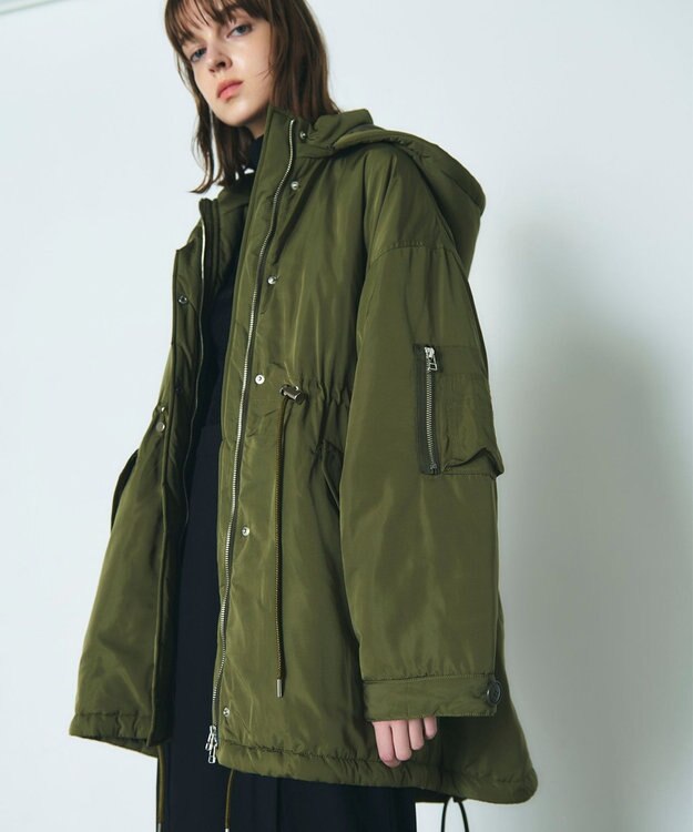 GRACE CONTINENTAL ボリュームハーフコート カーキ
