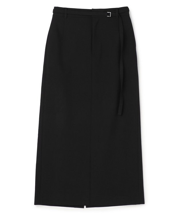 UNFILO L ウールライク Iラインスカート ブラック