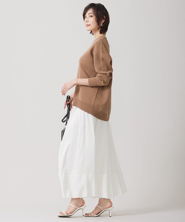 ICB 【洗える】 コットンポリエステルスムース ニットプルオーバー アンバーベージュ系