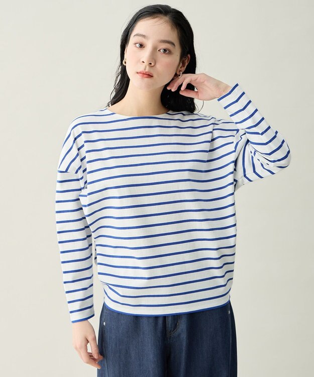 ANY コクーンボーダープルオーバー ブルー