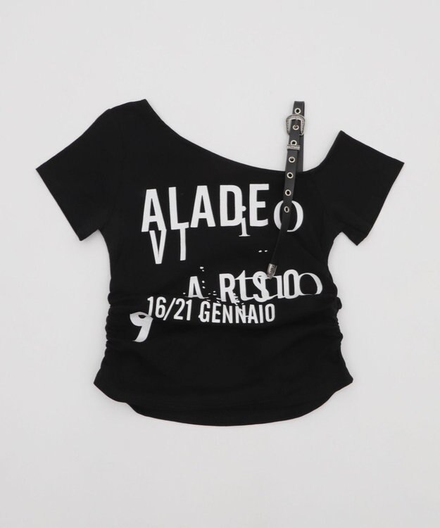 WEGO ハトメショルダーロゴワンショルT ブラック