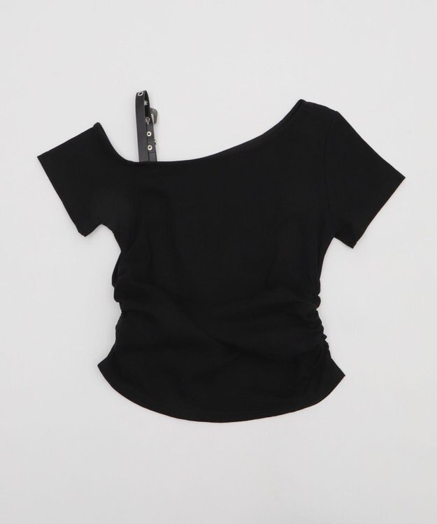 WEGO ハトメショルダーロゴワンショルT ブラック