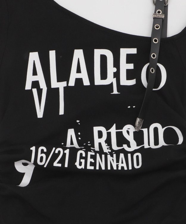 WEGO ハトメショルダーロゴワンショルT ブラック