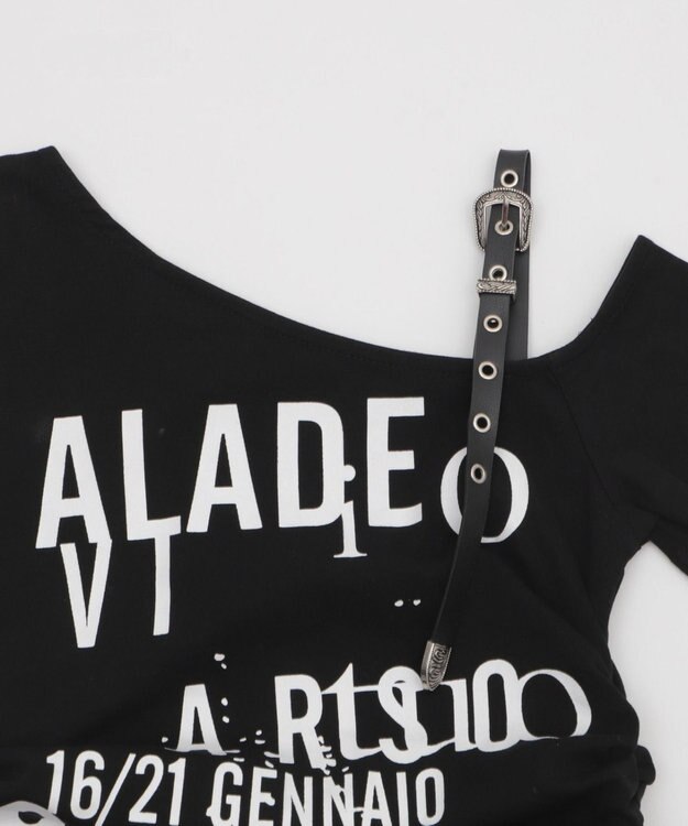 WEGO ハトメショルダーロゴワンショルT ブラック