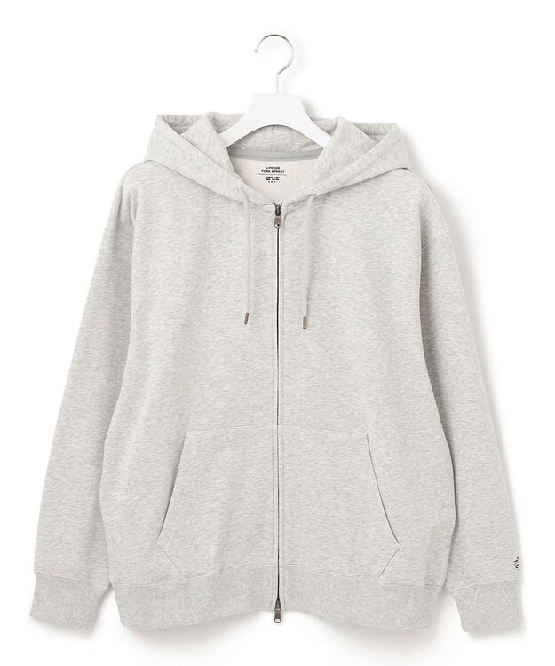 J.PRESS YORK STREET 【UNISEX】裏毛フルジップパーカー ライトグレー系