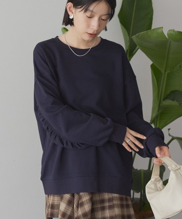 AMERICAN HOLIC バックギャザー裏毛プルオーバー Navy