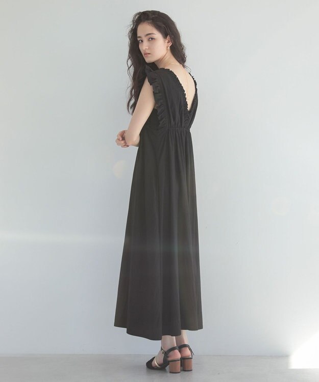 Green Parks ■ＥＳＣＡＲ　フリルＶネックワンピース Black