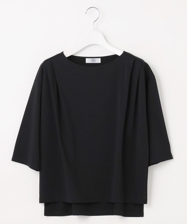 J.PRESS LADIES 【洗える・抗菌防臭・接触冷感・吸水速乾】ドライポンチ ボートネック カットソー ブラック系