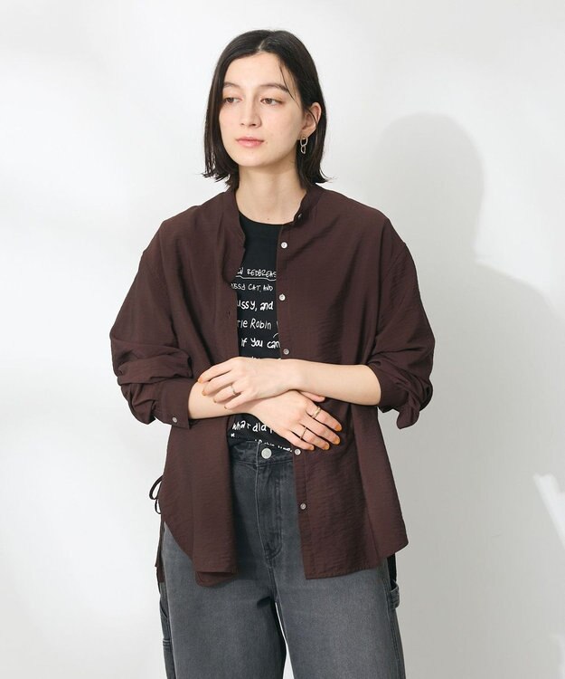 CRAFT STANDARD BOUTIQUE レーヨントロミサイドリボンチュニック Brown