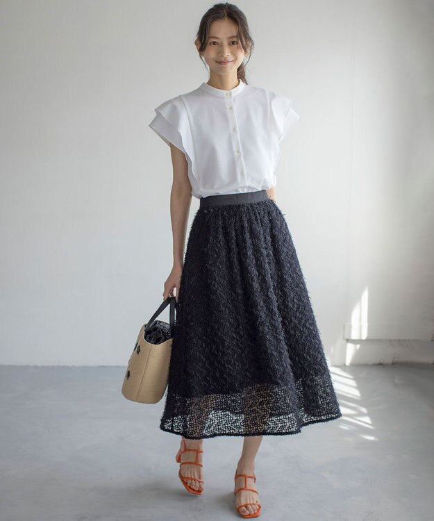 組曲 【前後着用可】ドライタッチダブルフレア ブラウス アイボリー系