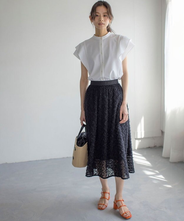 組曲 【前後着用可】ドライタッチダブルフレア ブラウス アイボリー系