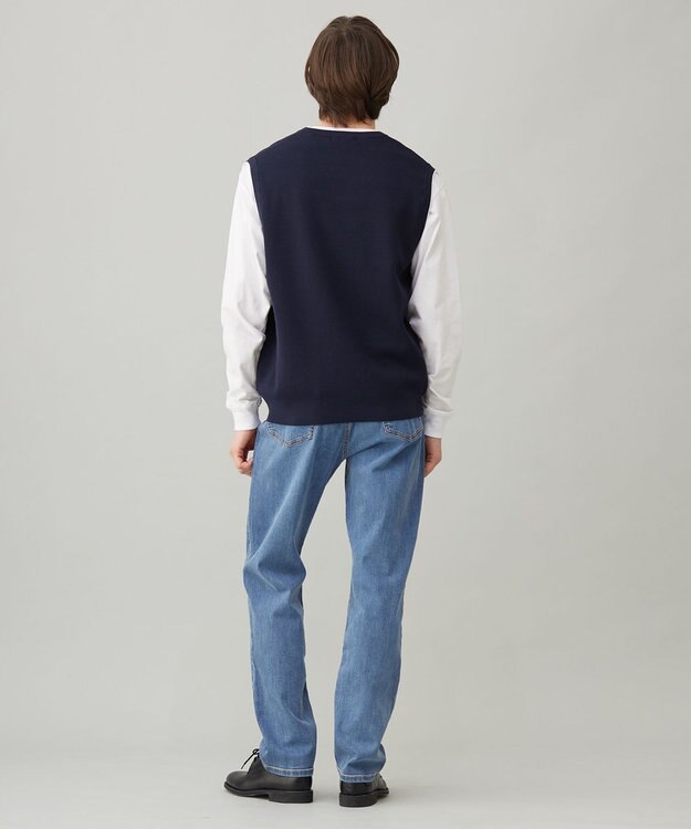 UNFILO MENS スタイリッシュ ニット ベスト ネイビー