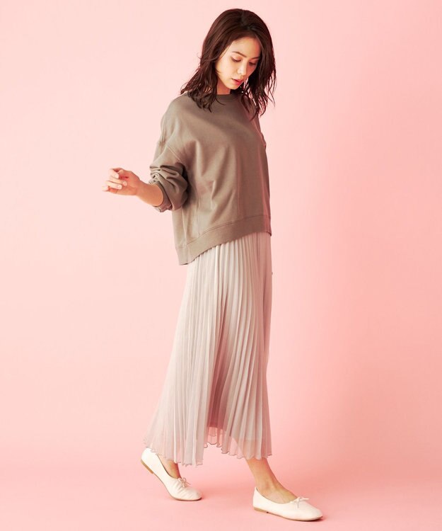 ANY 【洗える】シアーアコーディオン プリーツスカート グレー系