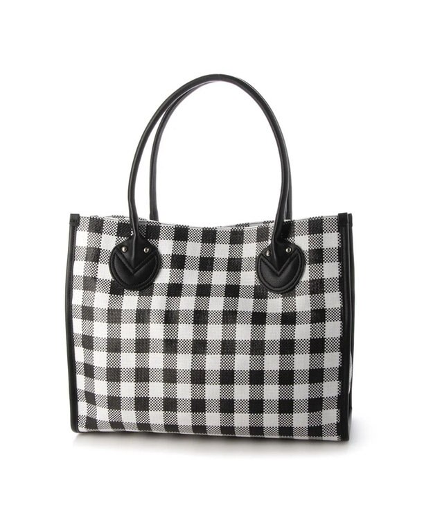 UNBILLION cachecache チェック柄ポリプロピレンシートトートバッグ ブラック