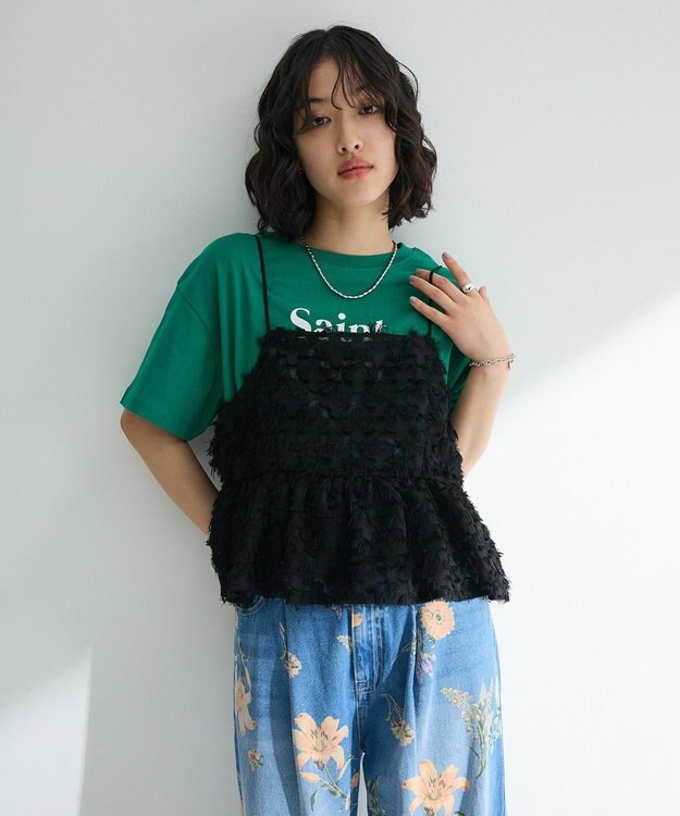 Green Parks シャギーキャミビスチェ Black