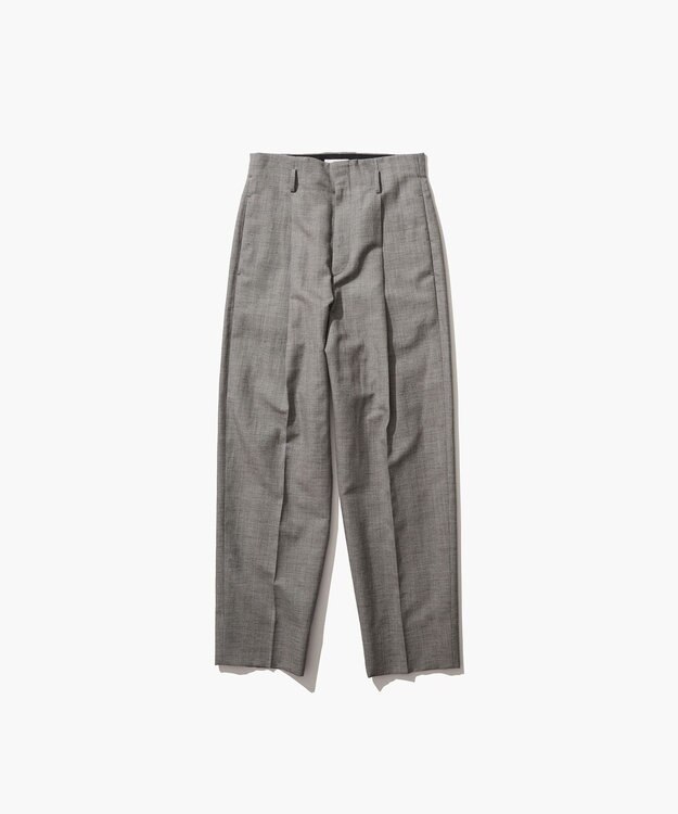 ATON WOOL LINEN SHARKSKIN | テーパードタッグパンツ GRAY
