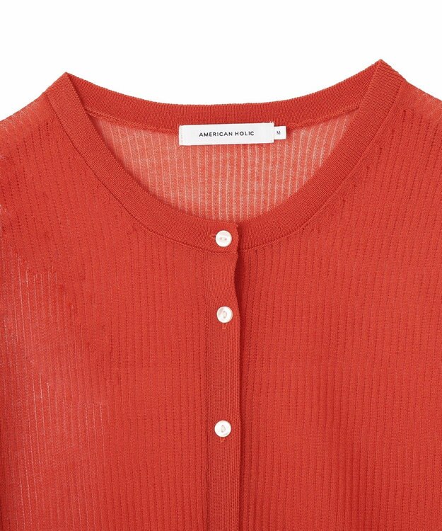 AMERICAN HOLIC シアーリブニットカーディガン Red