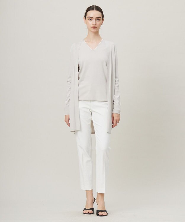 ICB 【洗える】シンセティックハイゲージ ロングカーディガン トープ系