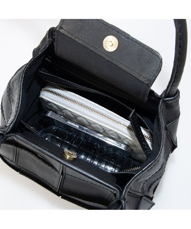 UNBILLION ピークスピーク PEAKSPEAK / 牛革パッチワーク・フラップトートS ブラック