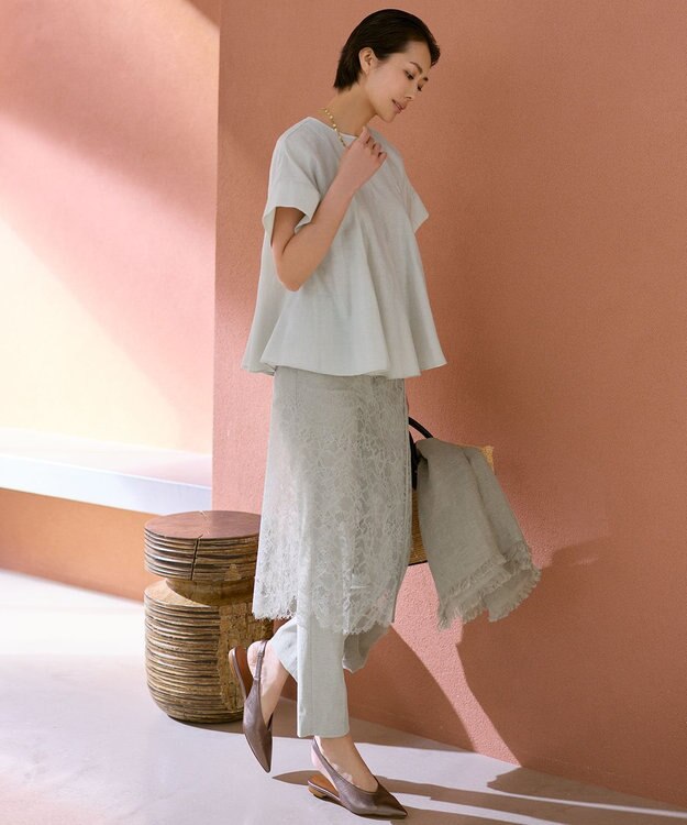 自由区 L 【カタログ掲載】ブライトシアーシャンブレー ブラウス フラックス