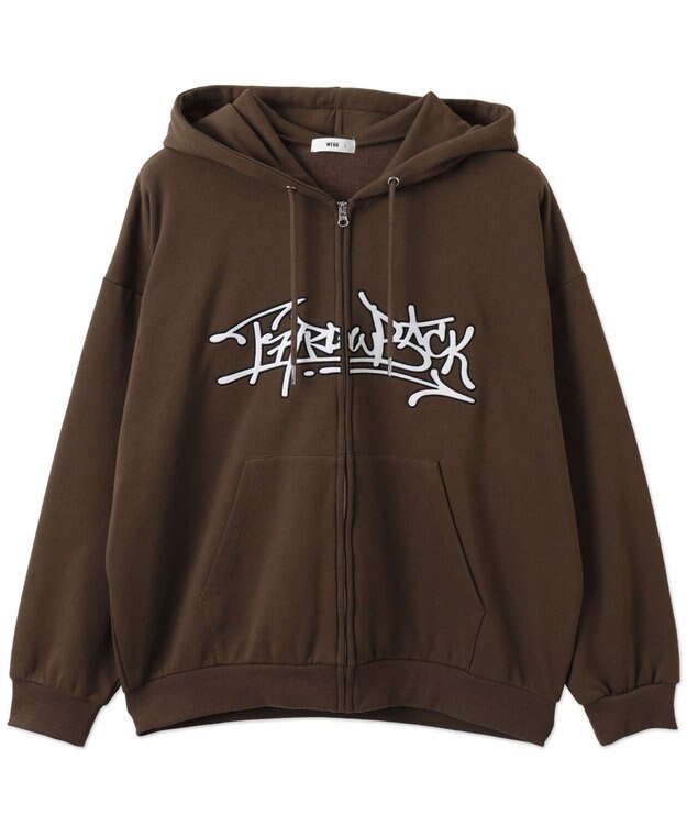 WEGO ワッペンロゴジップパーカー ブラウン