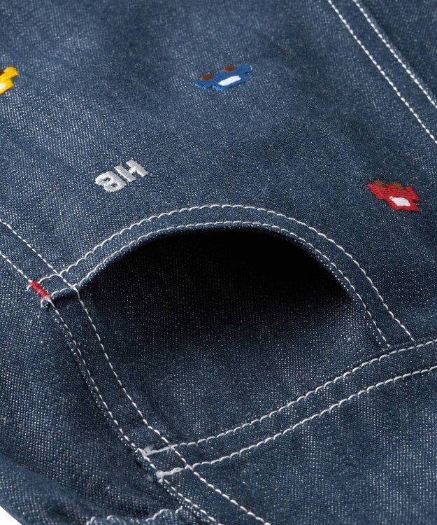 MIKI HOUSE HOT BISCUITS 【70-90cm】 くるま刺繍 オーバーオール＆ポロシャツギフトセット【BOX付き】 インディゴブルー