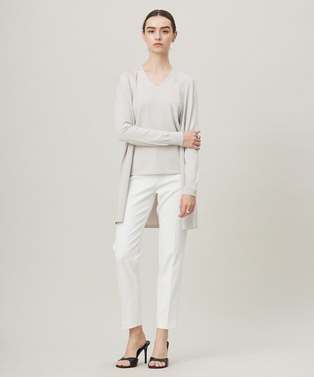 ICB L 【洗える】シンセティックハイゲージ ロングカーディガン トープ系