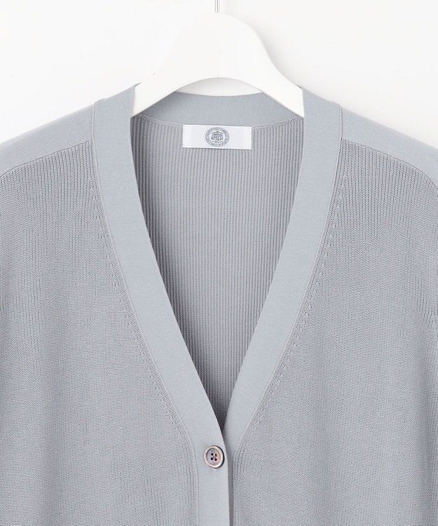 J.PRESS LADIES L 【洗える】COTTON MODAL Vネック カーディガン ダルブルー系