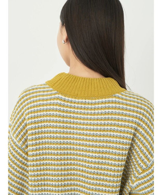 earth music&ecology マットベロアモールプルオーバー Border Yellow