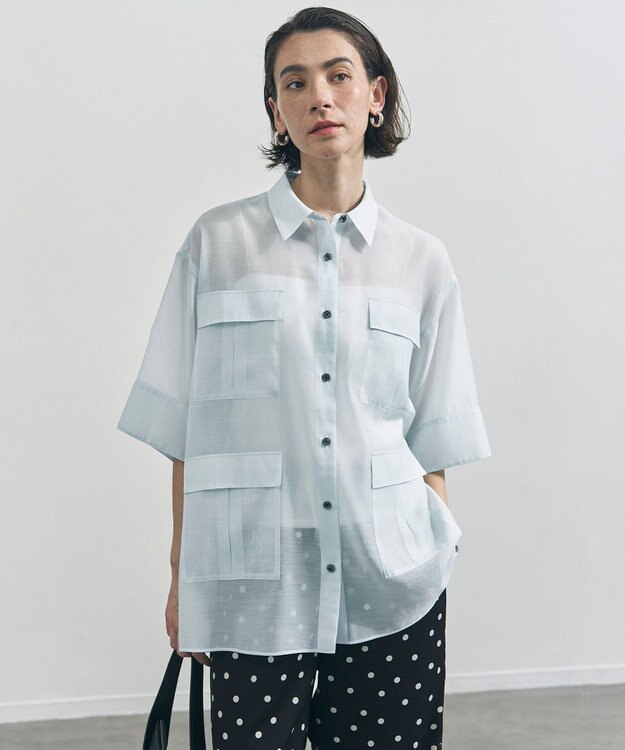 UNFILO シアー サファリシャツ ミントブルー