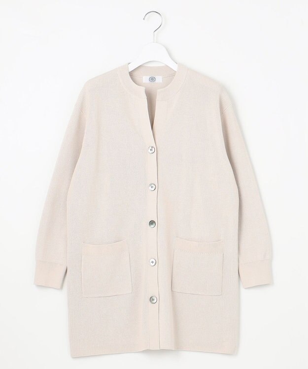 J.PRESS LADIES 【洗える】ORGANIC GASS COTTON キーネック カーディガン ライトグレー系
