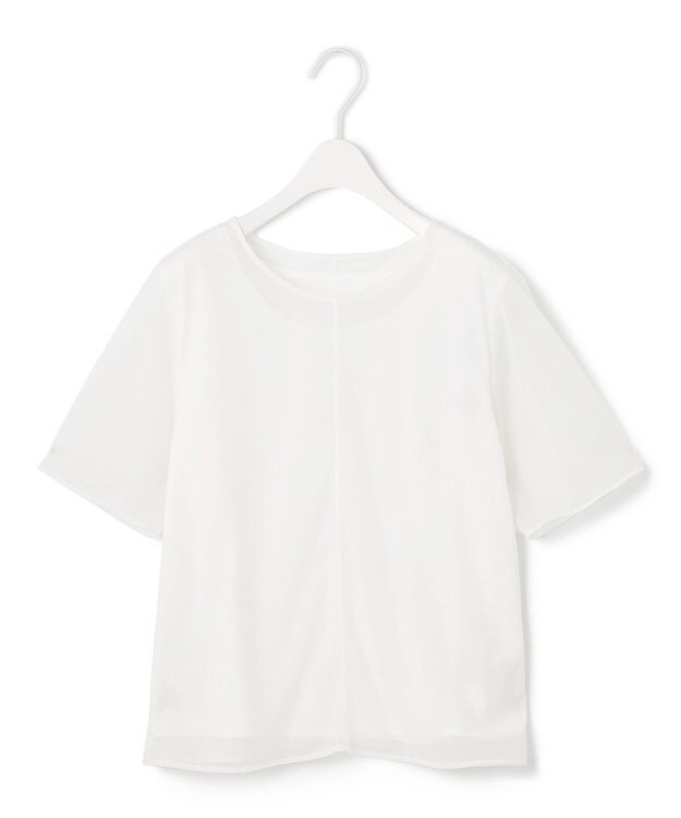 ICB L 【洗える】ハイゲージチュールコンビ カットソー オフホワイト系