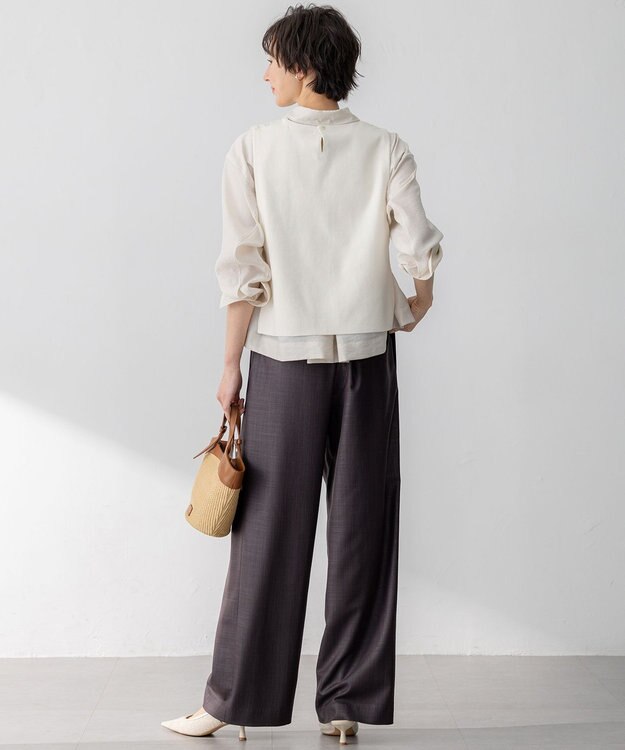 23区 【洗える】エンブロイダリーレース ニットベスト アイボリー系