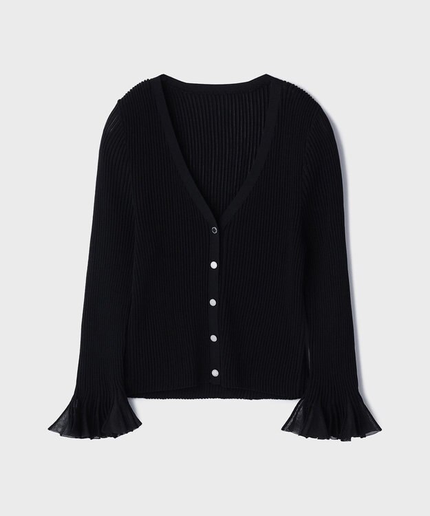 GRACE CONTINENTAL シアーフリルニットカーディガン ブラック