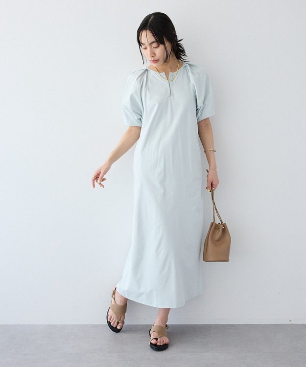 CRAFT STANDARD BOUTIQUE ポーチ付きバルーンスリーブワンピース Light Blue