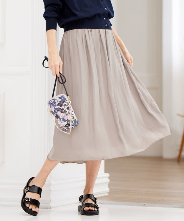 J.PRESS LADIES 【洗える】 Dyed Dechine Air Flow スカート ブラウン系