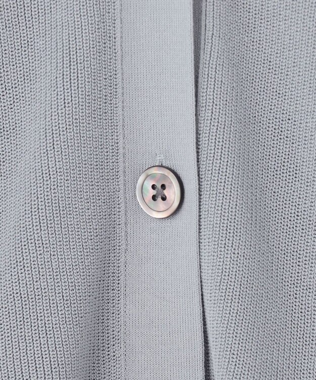 J.PRESS LADIES L 【洗える】COTTON MODAL Vネック カーディガン ダルブルー系