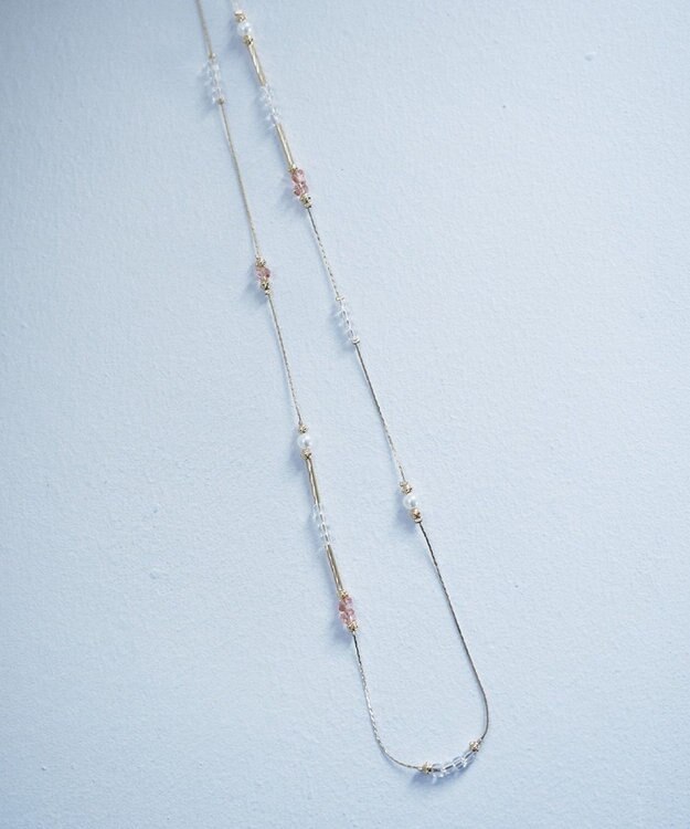 YECCA VECCA ガラスMIXロングネックレス Gold