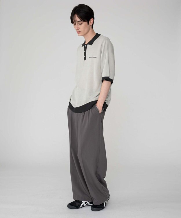 WEGO 【ユニセックス着用ITEM/MLサイズ展開】ワンポイントニットポロシャツ（SS） ライトグレー