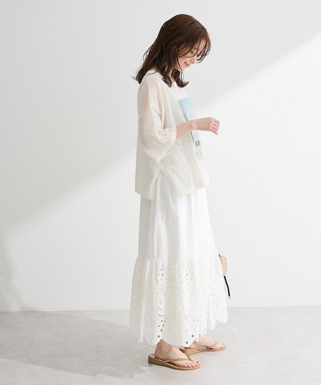 Green Parks フォトニットプルオーバー White