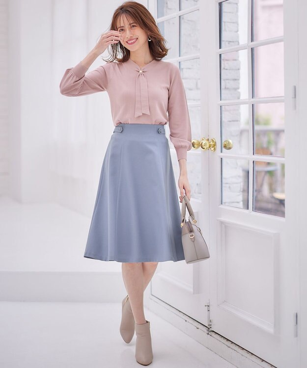 ANY SIS 【AIコラボ】サイドボタンフレア スカート ライトブルー