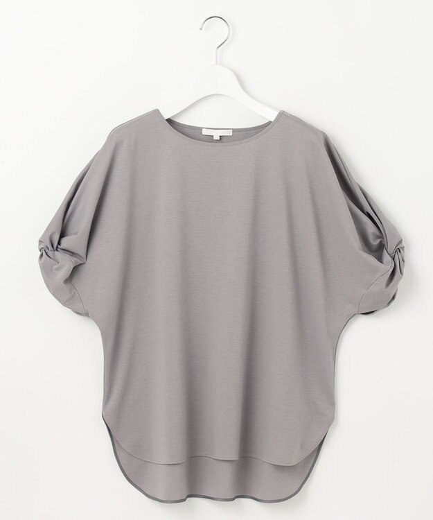 自由区 S 【接触冷感・UVカット・吸水速乾・抗菌防臭・洗える】ハイツイストポンチスリーブディティール カットソー モスグレー