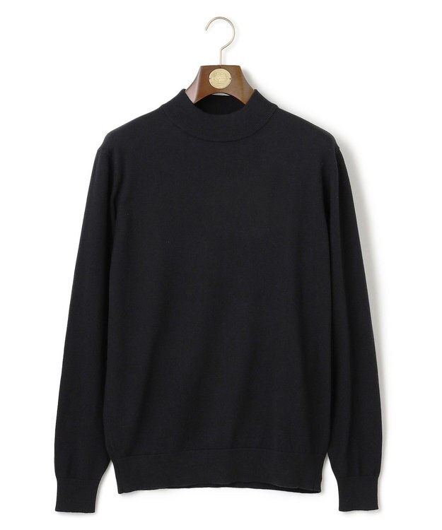 J.PRESS MEN 動きやすさにこだわった立体設計【洗える】コットンカシミヤモックネック ニット ブラック系