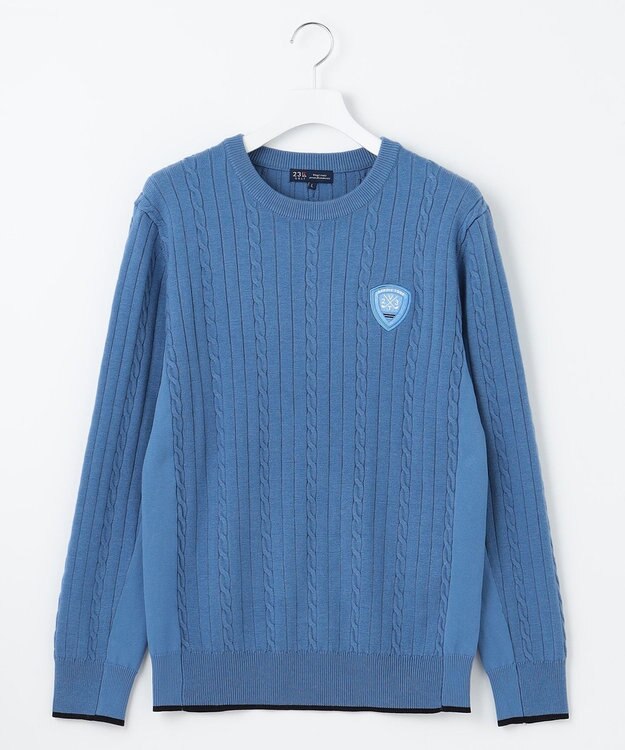 23区GOLF 【MEN】【ウォッシャブル】ストレッチ カラーニット サックスブルー系