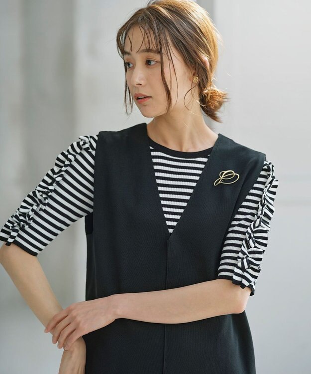 組曲 L 【2SET・WEB限定】ジャンスカ ツインセット ブラック×ボーダー系