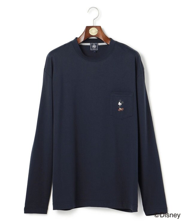 J.PRESS MEN 【DISNEY COLLECTION】【UNISEX】ワンポイントロングスリーブ Tシャツ / ミッキーマウス ネイビー系