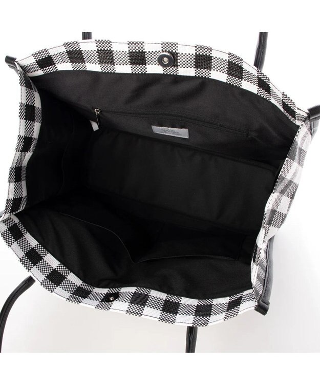 UNBILLION cachecache チェック柄ポリプロピレンシートトートバッグ ブラック