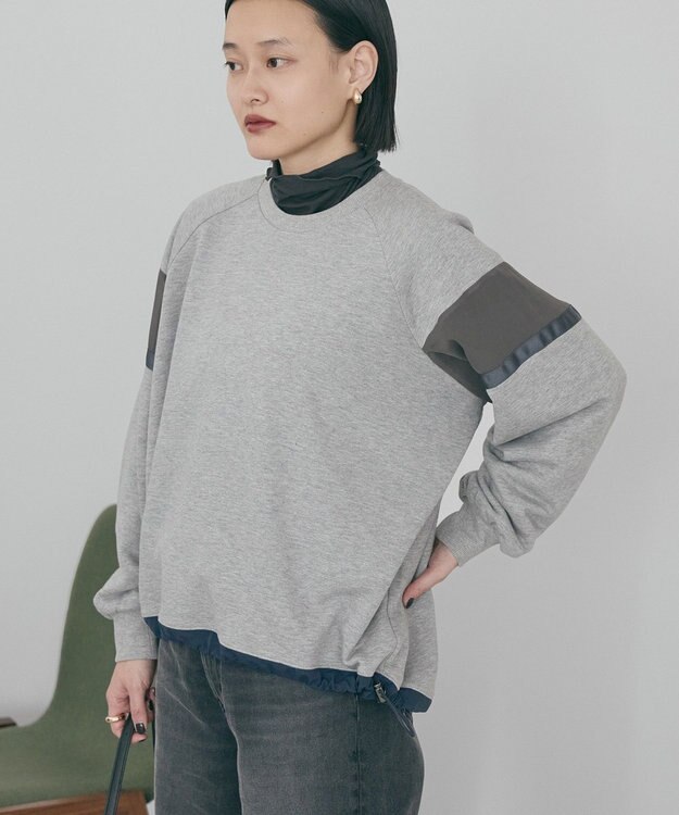 AMERICAN HOLIC 異素材ドロスト配色プルオーバー Gray Mixture