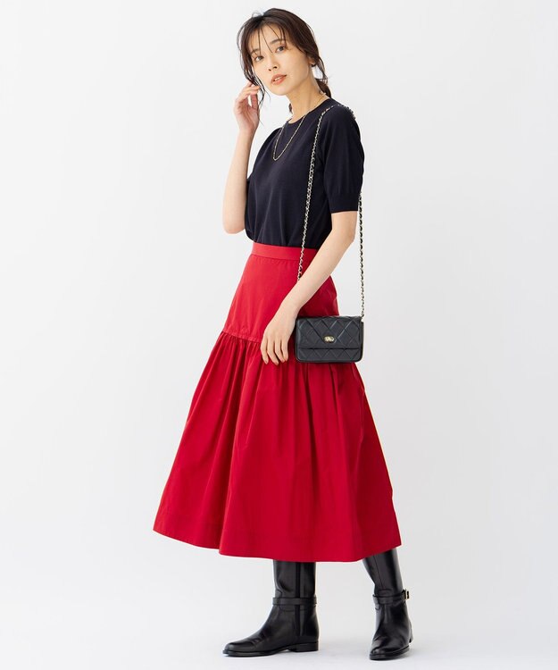 23区 【アンサンブル対応】サステナブルウール 半袖 ニット ダークネイビー